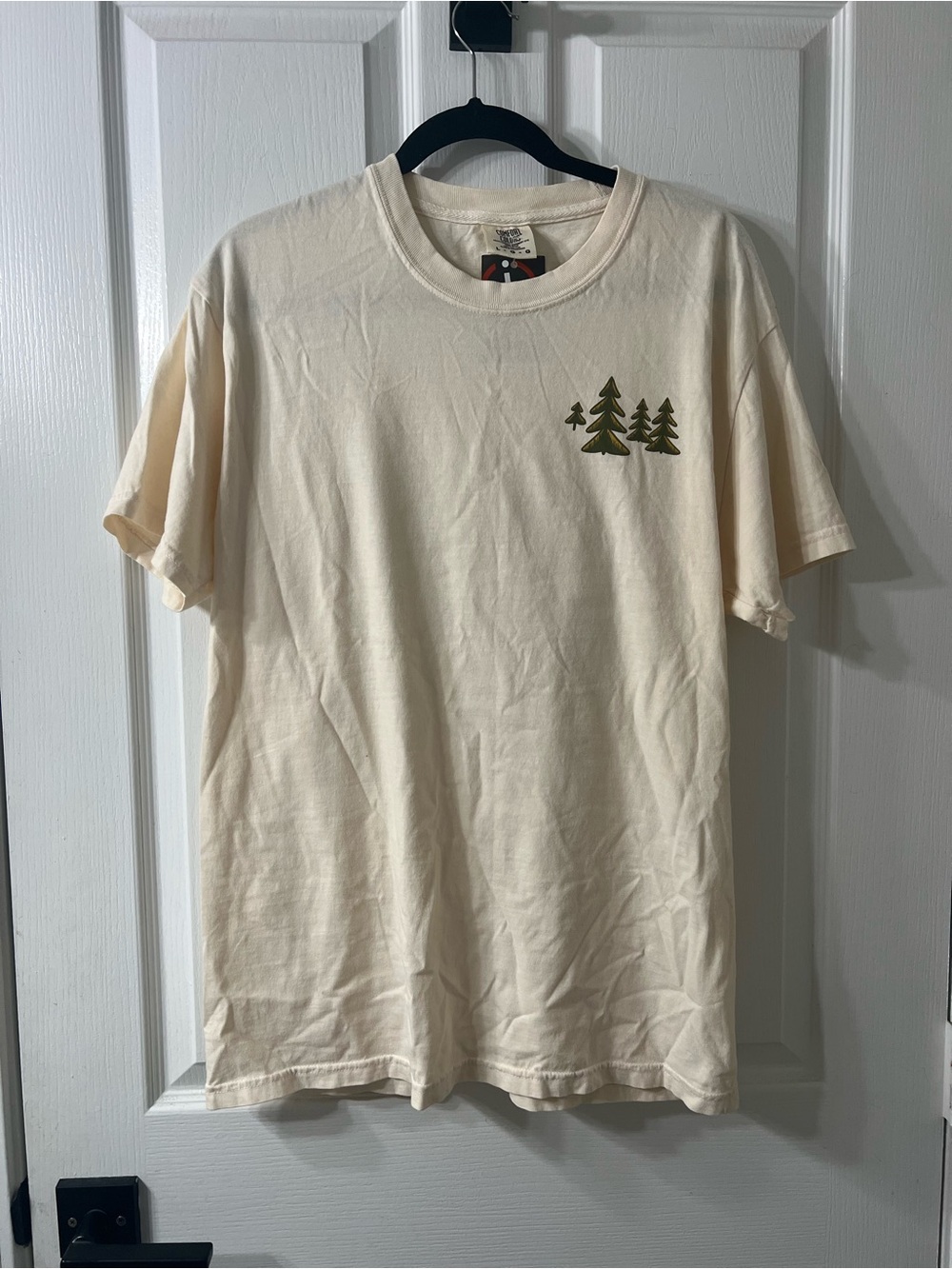 Comfort Colors Cream Tee with Olive Green Tree Graphic